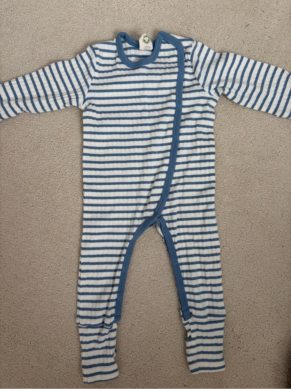 Striped Blue and White Baby One-Piece Romper